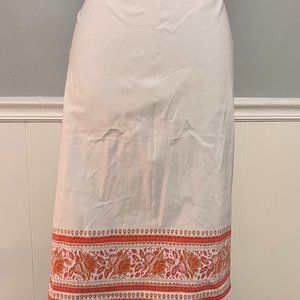 White Skirt with Coral Print